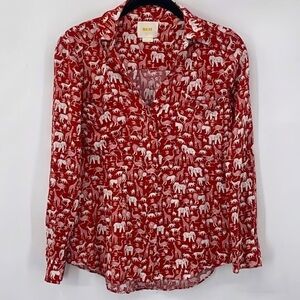 Anthropologie Maeve Casual Safari animal print shirt tab roll sleeve womans 2.
